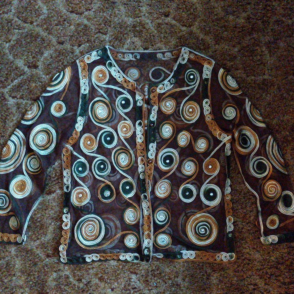 4/$20 | Mesh Sheer Brown Cardigan with Circular Design